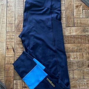 Cotopaxi Blue Leggings with Modern Color Block Design